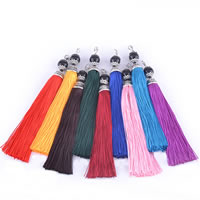 Decorative Tassel, Nylon, with Glass, silver color plated, mixed colors, 15mm Approx 6 Inch 