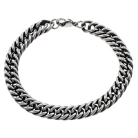Stainless Steel Chain Bracelets, wheat chain & blacken Approx 8.5 Inch 
