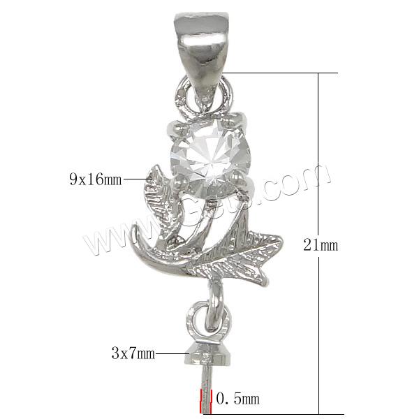 Zinc Alloy Peg Bail, Flower, plated, with rhinestone, more colors for choice, nickel, lead & cadmium free, 21mm, 9x16x4mm, 3x7mm, 0.5mm, Hole:Approx 4x4mm, Sold By PC