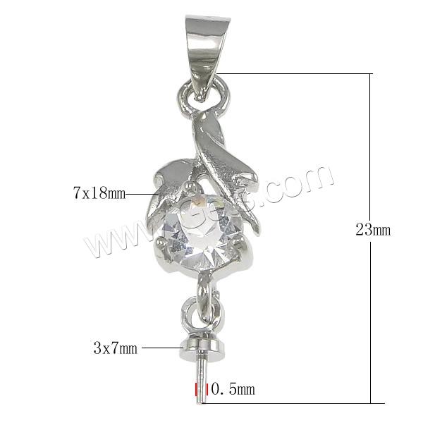Zinc Alloy Peg Bail, plated, with rhinestone, more colors for choice, nickel, lead & cadmium free, 23mm, 7x18x4mm, 3x7mm, 0.5mm, Hole:Approx 4x4mm, Sold By PC