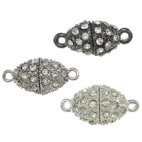Zinc Alloy Magnetic Clasp, Oval, plated, with rhinestone & single-strand nickel, lead & cadmium free Approx 2mm 