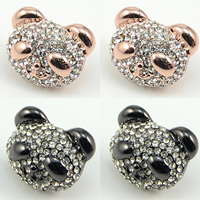 Collar Jewelry Brooch, Zinc Alloy, Bear, plated, with rhinestone, mixed colors, nickel, lead & cadmium free 