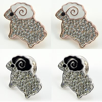 Collar Jewelry Brooch, Zinc Alloy, Sheep, plated, enamel & with rhinestone, mixed colors, nickel, lead & cadmium free 