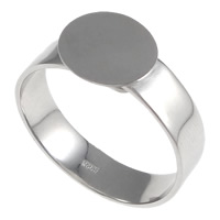 Base de anillo de plata esterlina, plata de ley 925, Redondo aplanado, chapado, más colores para la opción, 10mm,5mm, diámetro interior:aproximado 20x19mm, tamaño:9, Vendido por UD