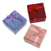 Картоновая коробочка для кольца, картон, с гросгрейнская лента & Шелк, Квадратная форма, Много цветов для выбора продается PC