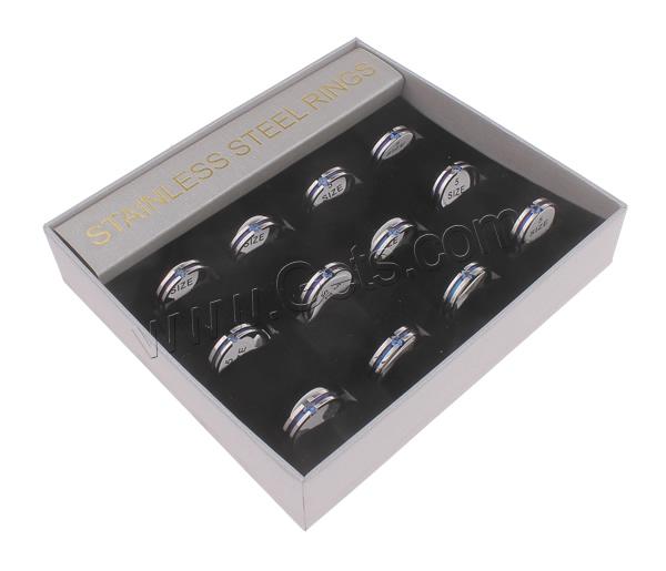 Rhinestone Stainless Steel Finger Ring, Donut, stoving varnish, different size for choice & with rhinestone & two tone, 12PCs/Bag, Sold By Bag