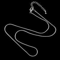 Brass Chain Necklace, with 2lnch extender chain, silver color plated, snake chain, 1.2mm Approx 16.5 Inch 