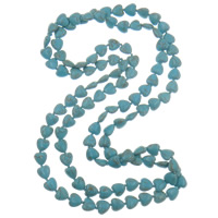 Türkis Schmuck Halskette, Synthetische Türkis, Herz, 2 strängig, blau, 10x9x5mm, Länge:ca. 48 ZollInch, verkauft von Strang