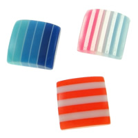 Striped Resin Beads, Square & flat back, mixed colors 