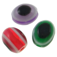 Böses Auge Harz Perlen, blöser Blick, Streifen, gemischte Farben, 10x8x7.5mm, Bohrung:ca. 2mm, 1000PCs/Tasche, verkauft von Tasche