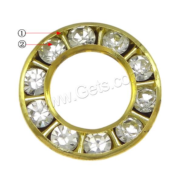 Brass Linking Ring, Donut, plated, with rhinestone, more colors for choice, 17x2.5mm, Hole:Approx 10mm, Sold By PC