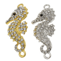 Animal Zinc Alloy Connector, Seahorse, plated, with rhinestone & 1/1 loop nickel, lead & cadmium free Approx 3mm 