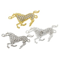 Animal Zinc Alloy Connector, Horse, plated, with rhinestone & 1/1 loop nickel, lead & cadmium free Approx 2mm 