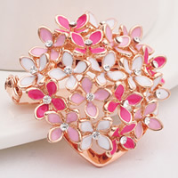 Dual Use Brooch Scarf Buckle, Zinc Alloy, Flower, rose gold color plated, enamel & with rhinestone, multi-colored, nickel, lead & cadmium free 