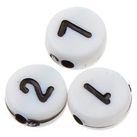 Acrylic Number Bead, Flat Round, mixed pattern & with number pattern & solid color Approx 1mm, Approx 