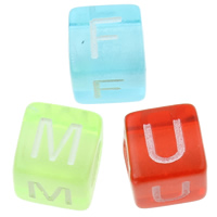 Perles lettre acrylique, cube, modèle mixte & transparent Environ 3mm, Environ Vendu par sac