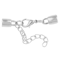 Zinc Alloy Lobster Claw Cord Clasp, plated, with end cap nickel, lead & cadmium free, 45mm Approx 5mm 