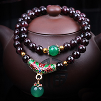 Natural Garnet Bracelet, with Green Calcedony & Zinc Alloy, plated, January Birthstone & enamel & , 7mm Approx 14 Inch 
