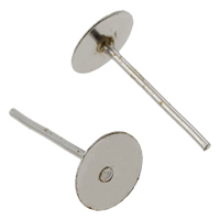 Iron Earring Stud Component, Flat Round, plated nickel, lead & cadmium free 