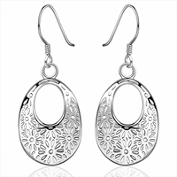 comeon® Jewelry Earring, Brass, Flat Oval, real silver plated 
