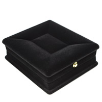 Бархат коробочка для ожерелий, с картон & цинковый сплав, Прямоугольная форма, черный 50ПК/сумка, продается сумка