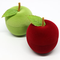 Baumwollsamt Einzelring Kasten, mit Seidenspinnerei & Karton, Apfel, gemischte Farben, 47x46x52mm, 50PCs/Tasche, verkauft von Tasche