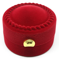velours de coton boîte d'anneau, avec carton & velours de coton, pilier, rouge Vendu par sac