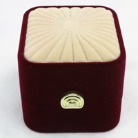 Бархат Коробочка для одного кольца, с картон & цинковый сплав, Прямоугольная форма, двухцветный 50ПК/сумка, продается сумка