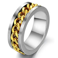 Titanium Steel Finger Ring, Donut, plated & for man & two tone, 8mm 