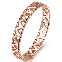 Titanium Steel Finger Ring, Donut, rose gold color plated & for woman & hollow, 3mm 