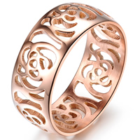 Titanium Steel Finger Ring, Donut, rose gold color plated & for woman & hollow, 7.5mm 