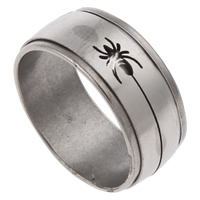 Stainless Steel Finger Ring, Donut, mixed pattern & blacken, original color - US Ring .5-11.5 