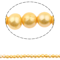 Round Cultured Freshwater Pearl Beads, Potato, gold, 10-11mm Approx 2.5mm Approx 15 Inch 