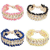Statement Bracelet, Zinc Alloy, with Nylon Cord, with 1.9Inch extender chain, gold color plated, with rhinestone nickel, lead & cadmium free, 22mm Approx 9.8 Inch 