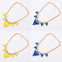 Fashion Statement Necklace, Zinc Alloy, with Resin, with 1.9Inch extender chain, Triangle, gold color plated, box chain & faceted nickel, lead & cadmium free, 45mm Approx 19.6 Inch 