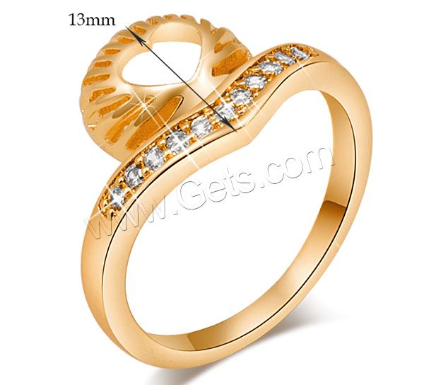 Gets® Finger Ring, Brass, 18K gold plated, different size for choice & with cubic zirconia, nickel, lead & cadmium free, 13mm, Sold By PC