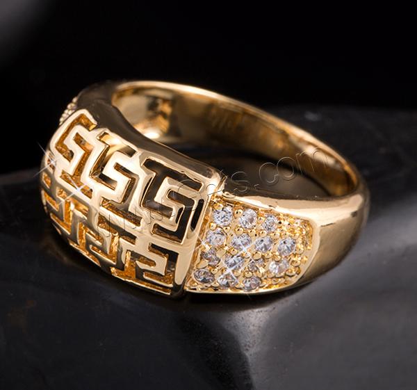 Circón cúbico anillo de dedo de latón, metal, chapado en oro de 18 K, diverso tamaño para la opción & con circonia cúbica, libre de níquel, plomo & cadmio, 10mm, Vendido por UD