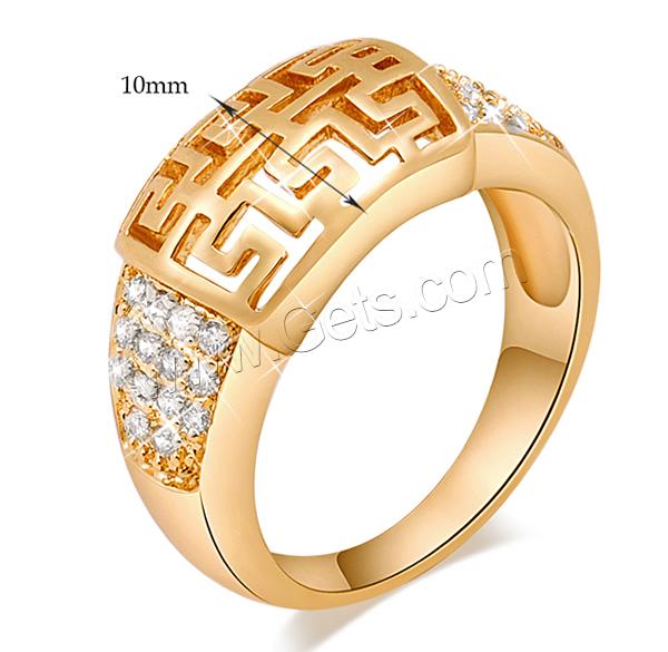 Cubic Zircon Brass Finger Ring, 18K gold plated, different size for choice & with cubic zirconia, nickel, lead & cadmium free, 10mm, Sold By PC