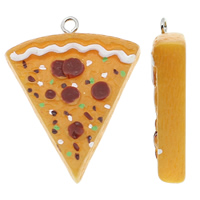 Imitation alimentaires pendants de résine, avec fer, Gâteau, couleur solide, orange Environ 2mm Vendu par sac