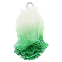 Imitation alimentaires pendants de résine, avec fer, Chou, couleur solide, vert Environ 2mm Vendu par sac