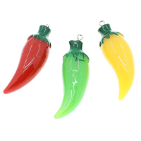 Imitation Food Resin Pendants, with Iron, Cayenne, solid color Approx 2mm 
