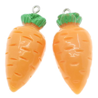 Imitation alimentaires pendants de résine, avec fer, Jus de carotte, couleur solide, orange Environ 2mm Vendu par sac