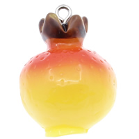 Imitation de fruits Pendentif Résine, avec fer, Grenat, couleur solide, Jaune Environ 2mm Vendu par sac
