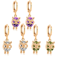 Gets® Jewelry Earring, Brass, Owl, 18K gold plated, with cubic zirconia & faceted nickel, lead & cadmium free 