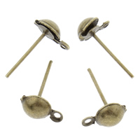 Eisen Ohrring Stecker, Ball, plattiert, keine, frei von Nickel, Blei & Kadmium, 15x5mm, 10000PCs/Tasche, verkauft von Tasche