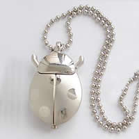 Watch Necklace, Zinc Alloy, Ladybug, platinum color plated, ball chain Approx 23 Inch [