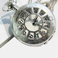 Watch Necklace, iron chain, with zinc alloy dial, Flat Round, 45mm Approx 31 Inch 