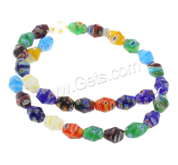 Millefiori Glass Beads, Bicone, handmade, different size for choice, mixed colors, Hole:Approx 1mm, Length:Approx 15.5 Inch, Sold By Strand