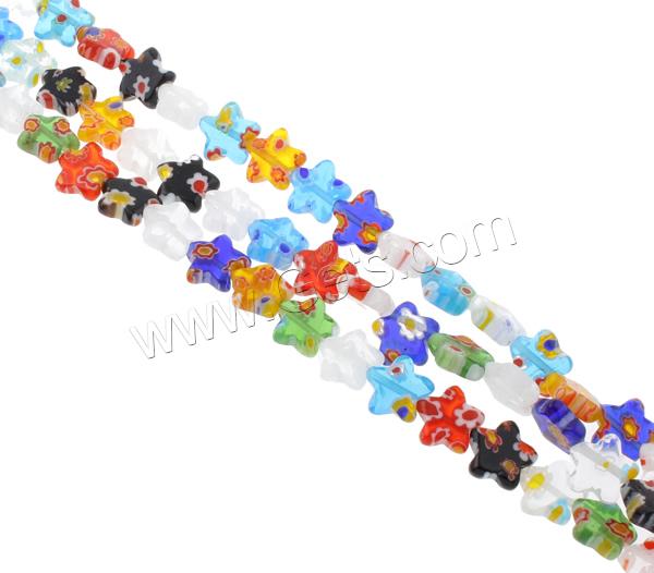 Millefiori Glass Beads, Star, handmade, different size for choice, mixed colors, Hole:Approx 1mm, Length:Approx 12.5 Inch, Sold By Strand