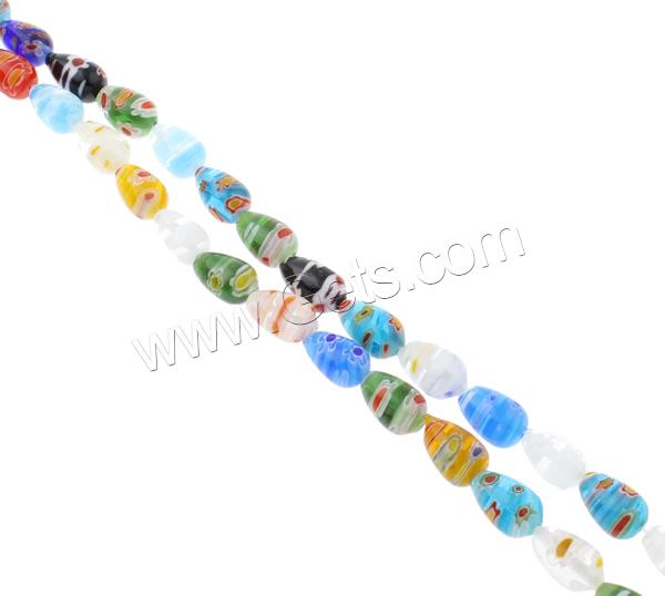 Millefiori Glass Beads, Teardrop, handmade, different size for choice, mixed colors, Hole:Approx 1mm, Length:Approx 15.5 Inch, Sold By Strand